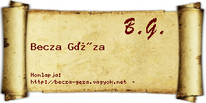 Becza Géza névjegykártya